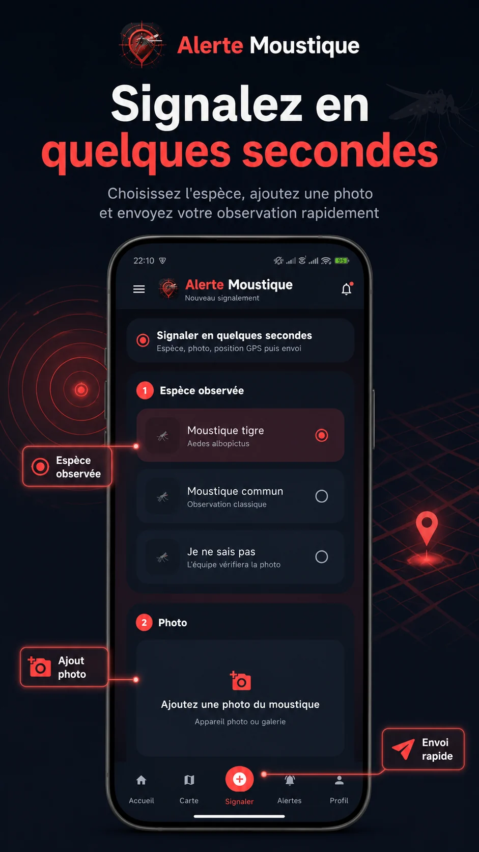 Signalement rapide avec photo et GPS